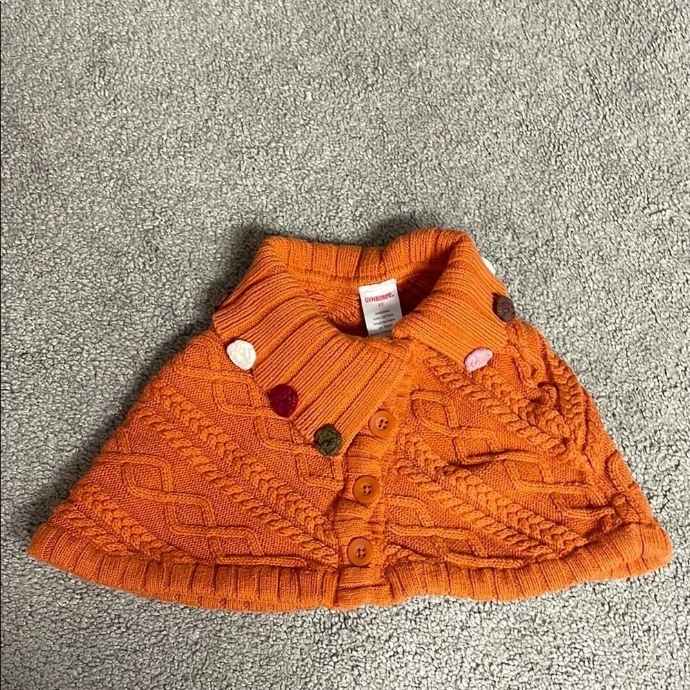 GYMBOREE Vintage 2004 Girls Burnt Orange Knit Poncho Sweater | Size 2T